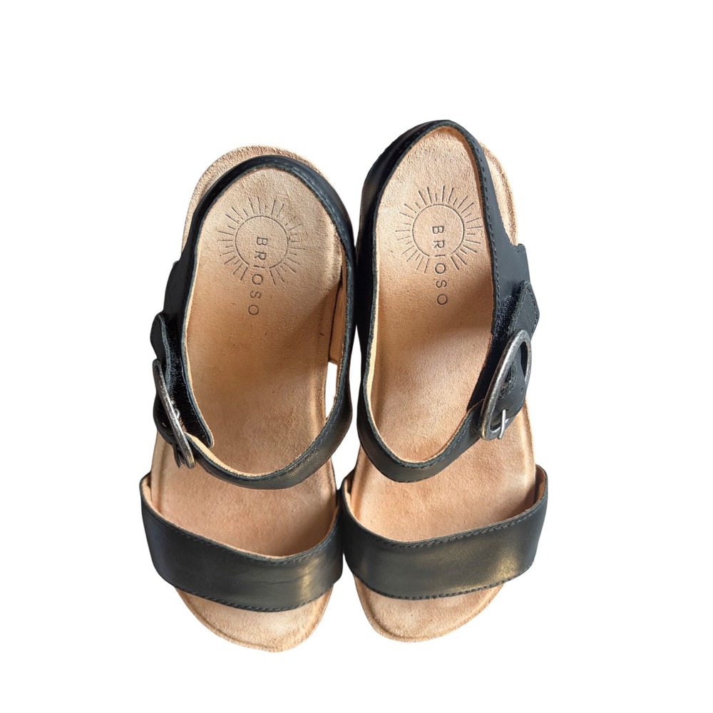 Brioso Rancho Black Leather Ankle Strap Buckle Sandals Womens 9.5 M Brazil - Picture 8 of 8